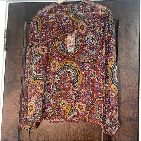 Jade by Johnny Was epsilon georgette paisley blouse with ruffled sleeves BNWT L - Picture 9 of 11